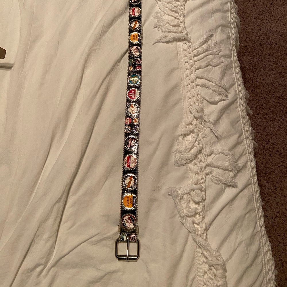 Vintage bottle cap belt